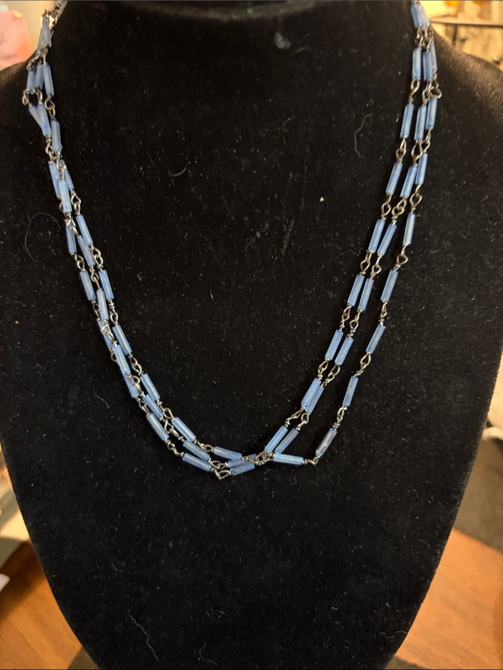 Express Double-Strand Light Blue Beaded Necklace
